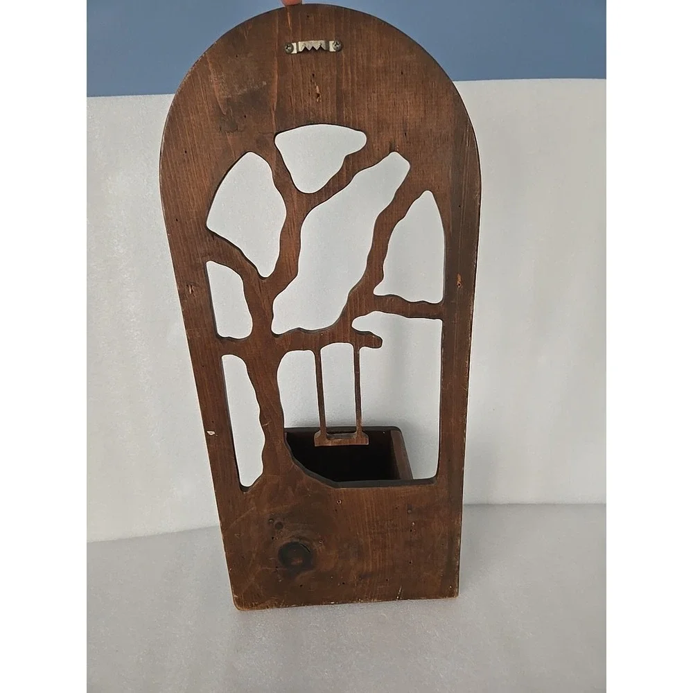 Vtg 70's Handmade Wood Wall Organizer Wall Tree Decor‎ Boho Abstract Beach